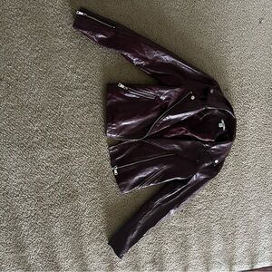 Bar III Deep Burgundy Leather Jacket